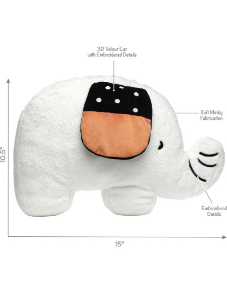 Almohada de Elefante Plush Lambs & Ivy Blanca 38.1x26.7 cm
