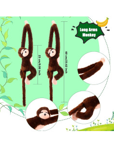 Mono de Peluche Colgante 60 cm - 10 Piezas Marrón Oscuro 2