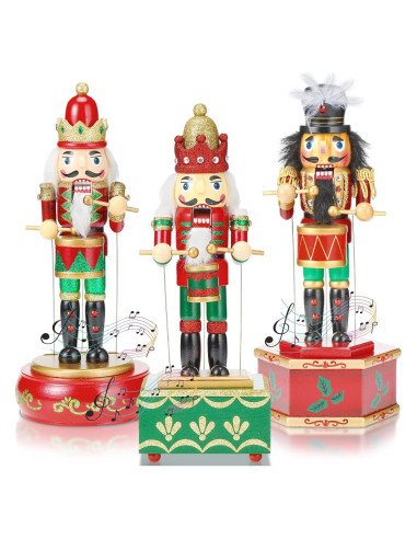 Caja Musical Cascanueces Soaoo 3 Piezas Madera Decorativa