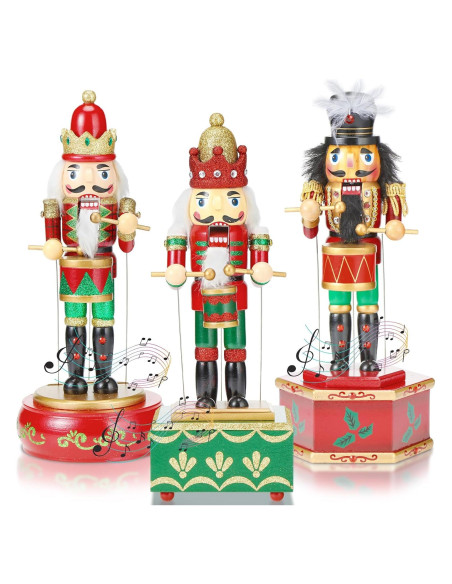 Caja Musical Cascanueces Soaoo 3 Piezas Madera Decorativa