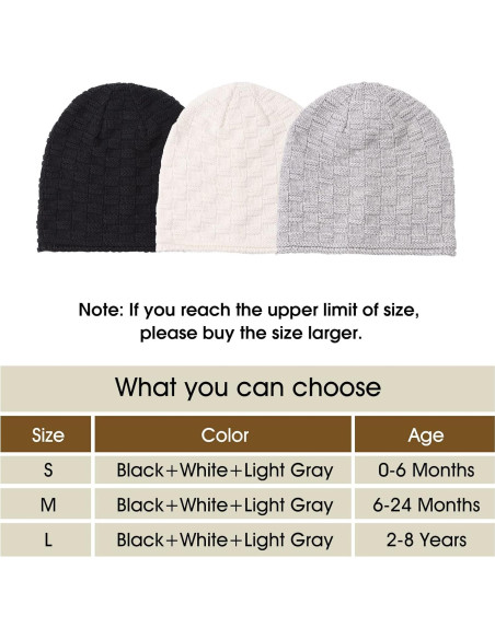 Gorro de Algodón para Bebé Zsedrut 0-8 Años 3 Piezas