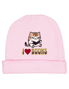Gorra de Bebé Inktastic Gato Leyendo Libros Rosa Grande