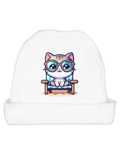 Gorro de bebé gatito Inktastic blanco grande