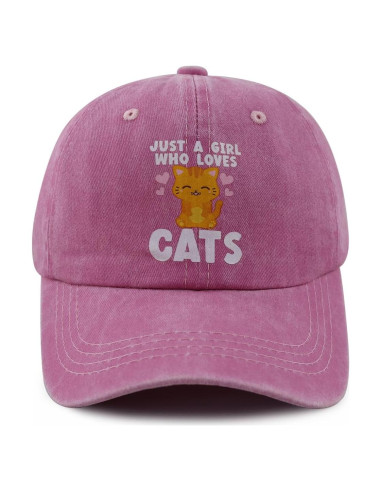Gorra de béisbol para niñas con diseño de gatos - Talla única