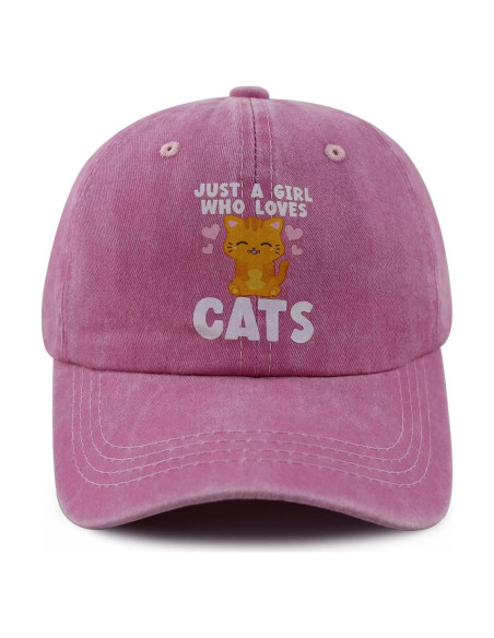 Gorra de béisbol para niñas con diseño de gatos - Talla única