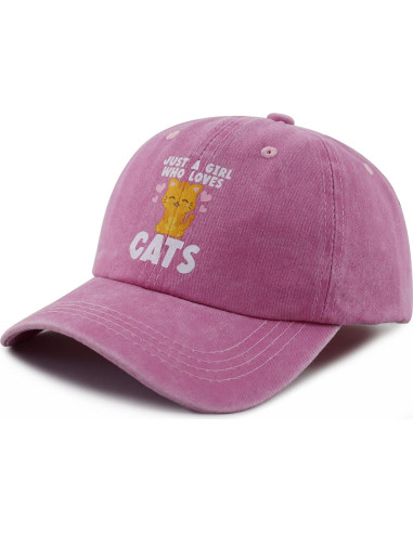 Gorra de béisbol para niñas con diseño de gatos - Talla única