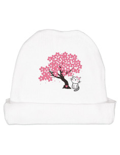 Gorro de bebé Inktastic con gato y cerezo japonés