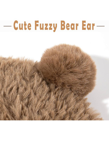 Gorro de Oso Peludo HENWASAI para Mujeres - Piel Sintética Cálido