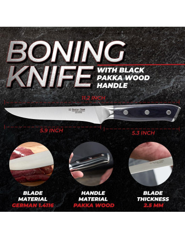Cuchillo de Deshuesar Boston Steel 15.24 cm Acero Inoxidable