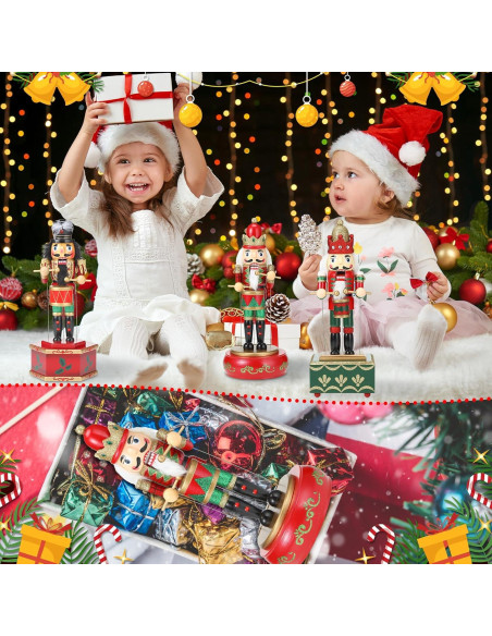 Caja Musical Cascanueces Soaoo 3 Piezas Madera Decorativa