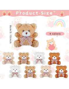 12 Mini Ositos de Peluche Zomiboo 10 cm para Decoración y Regalos 2