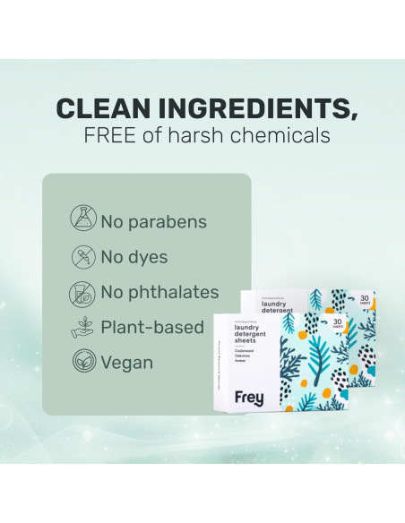 Hojas de Detergente para Ropa FREY - Aroma a Cedro - 60 Hojas