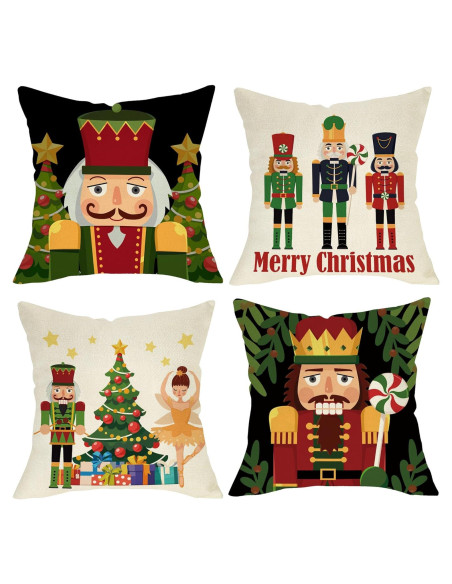 Funda de Cojín Decorativa Navidad Fjfz 16x16 cm Pack de 4