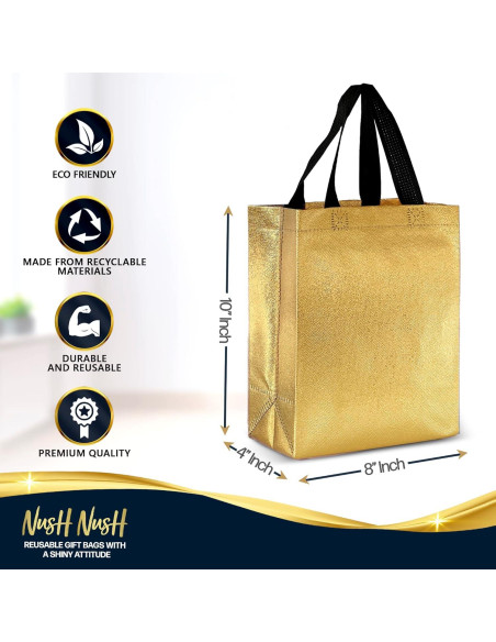 Bolsas de Regalo Reutilizables Nush Nush - Set de 12 Medianas Bolsas de Regalo Reutilizables Nush Nush - Set de 12 Medianas