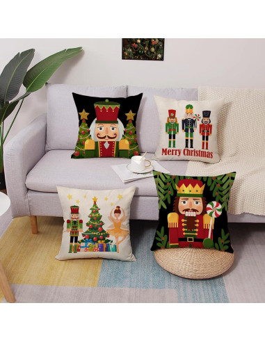 Funda de Cojín Decorativa Navidad Fjfz 16x16 cm Pack de 4