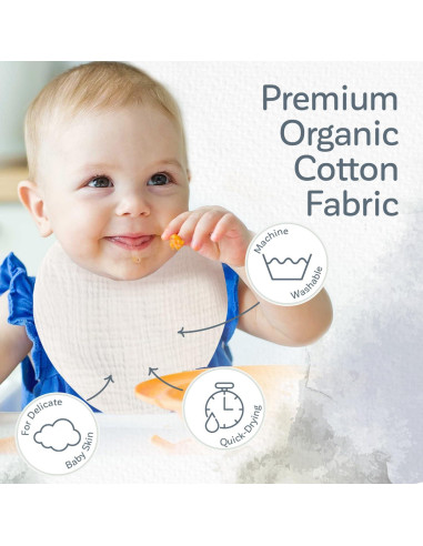 Baberos de Muselina KiddyCare para Bebés 0-6 Meses - Pack 4