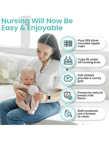 Kit de Lactancia con Copas de Plata y Escudos de Silicona