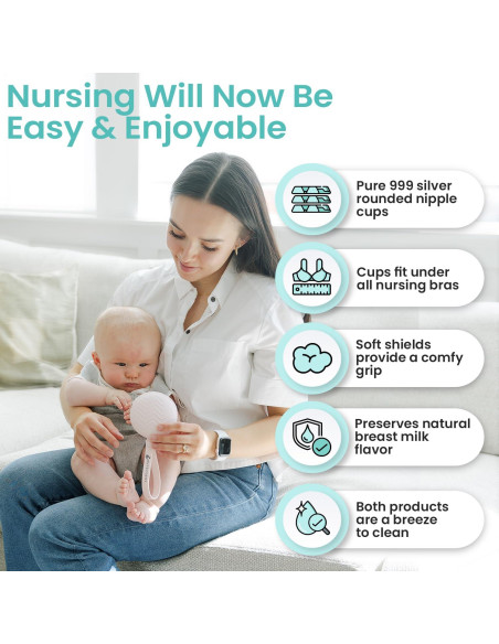 Kit de Lactancia con Copas de Plata y Escudos de Silicona