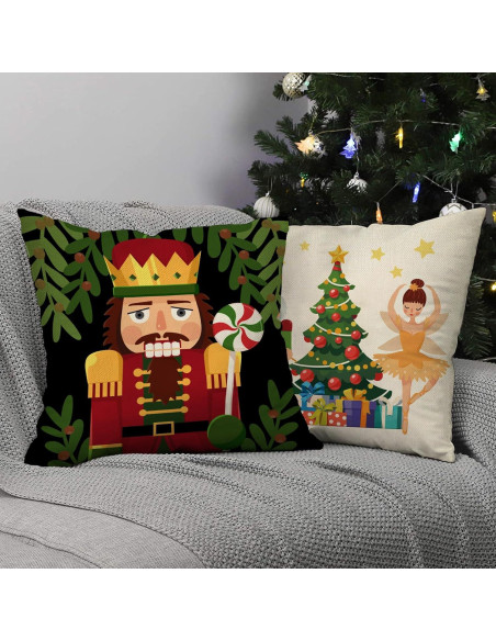 Funda de Cojín Decorativa Navidad Fjfz 16x16 cm Pack de 4