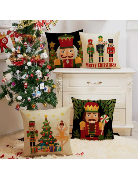 Funda de Cojín Decorativa Navidad Fjfz 16x16 cm Pack de 4