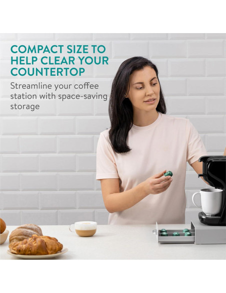 Soporte para cápsulas de café Navaris Gris - Organizador compacto