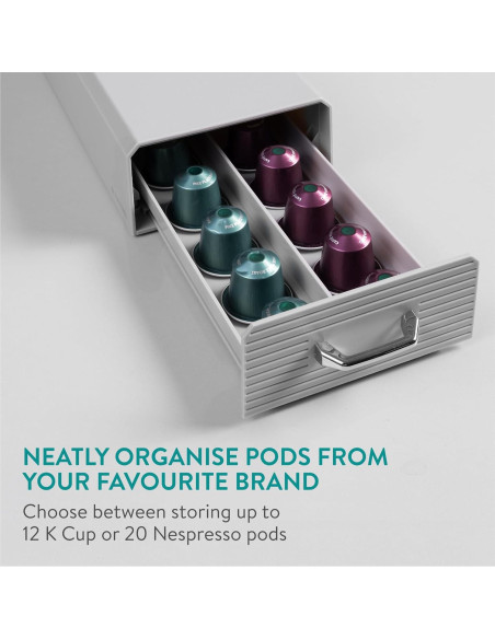 Soporte para cápsulas de café Navaris Gris - Organizador compacto