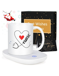 Taza de Café LiqCool Enfermera 11 Oz con Posavasos Calentadores