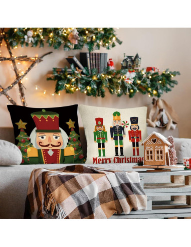 Funda de Cojín Decorativa Navidad Fjfz 16x16 cm Pack de 4