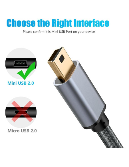 Cable USB Mini-B Meokse 6M Alta Velocidad 480Mbps