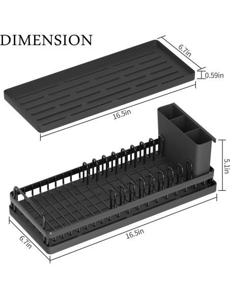 Escurridor de Platos Compacto CHLORYARD con Alfombrilla de Silicona
