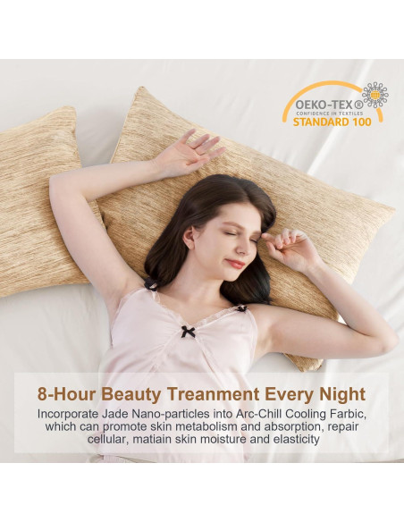 Funda de Almohada Refrigerante Elegear Estándar 20x66 cm Beige