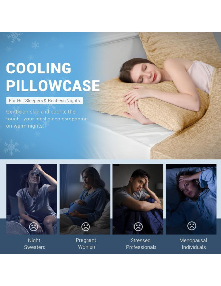 Funda de Almohada Refrigerante Elegear Estándar 20x66 cm Beige