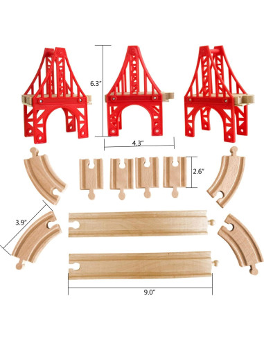 Puentes de tren de madera S.Z.S - 3 puentes colgantes y pistas