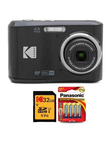 Cámara Digital Kodak PIXPRO FZ45 Negra + Tarjeta 32GB + Pilas AA