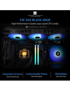 Enfriador AIO Thermalright FW360 Negro ARGB 360mm con Pantalla LCD 2