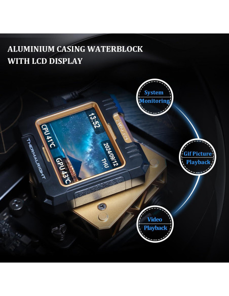 Enfriador AIO Thermalright FW360 Negro ARGB 360mm con Pantalla LCD