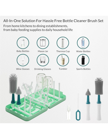 Juego de Cepillos para Biberones WHNL con Soporte Plegable