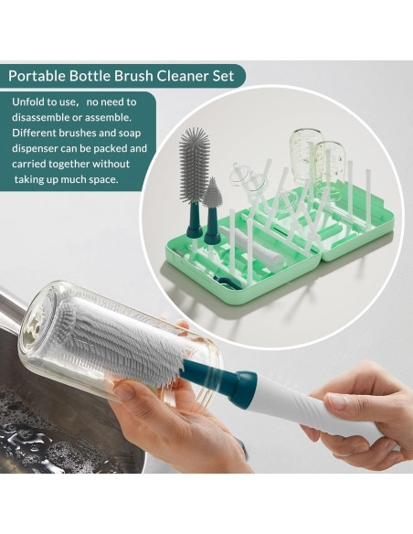 Juego de Cepillos para Biberones WHNL con Soporte Plegable