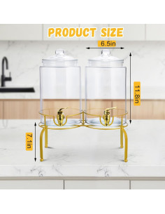 Paquete de 2 dispensadores de vidrio 3.78L con grifo y soporte 2
