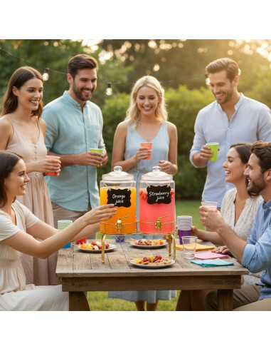 Paquete de 2 dispensadores de vidrio 3.78L con grifo y soporte