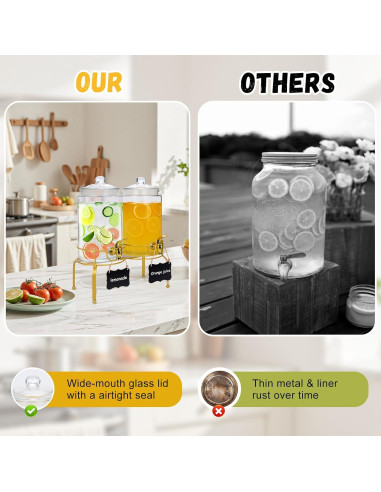 Paquete de 2 dispensadores de vidrio 3.78L con grifo y soporte