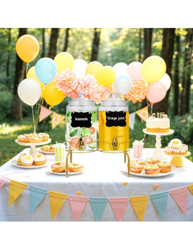 Paquete de 2 dispensadores de vidrio 3.78L con grifo y soporte