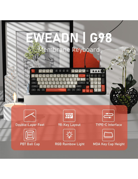Teclado Gaming EWEADN G98 RGB con Cable, Membrana Silenciosa