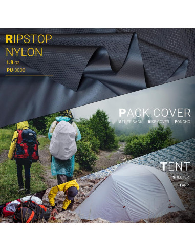 Tela Nylon Ripstop EMMA KITES 1 Yarda 100% Impermeable Negro