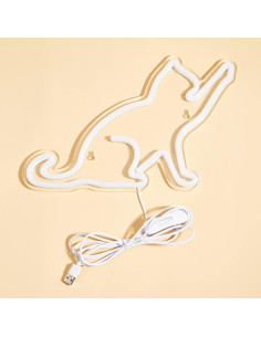 Luz de Neón LED Gato Chi-buy 34x17.5cm USB Blanco Cálido 2