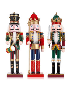 Set 3 Piezas Cascanueces de Madera 30cm Tpudn Decoración Navidad