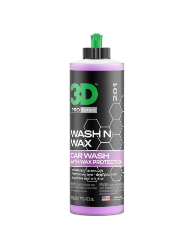 Jabón 3D Wash N Wax 16oz - Lavado y Cera pH Balanceado