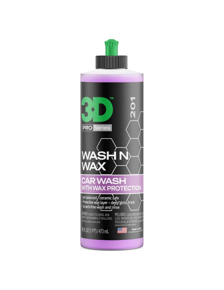 Jabón 3D Wash N Wax 16oz - Lavado y Cera pH Balanceado