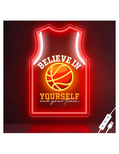 Luz de Neón LED Camiseta Baloncesto ZLOOREE 42x27.3cm