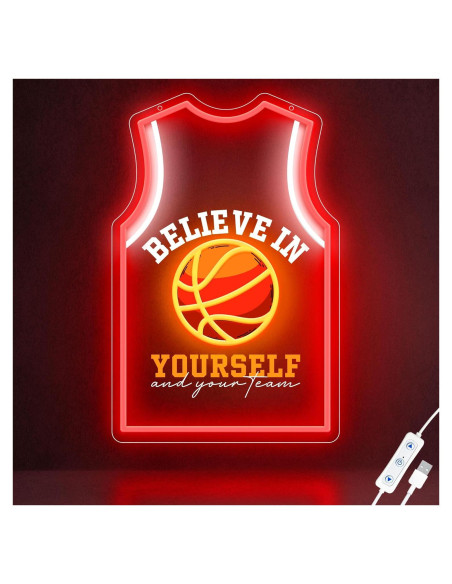 Luz de Neón LED Camiseta Baloncesto ZLOOREE 42x27.3cm